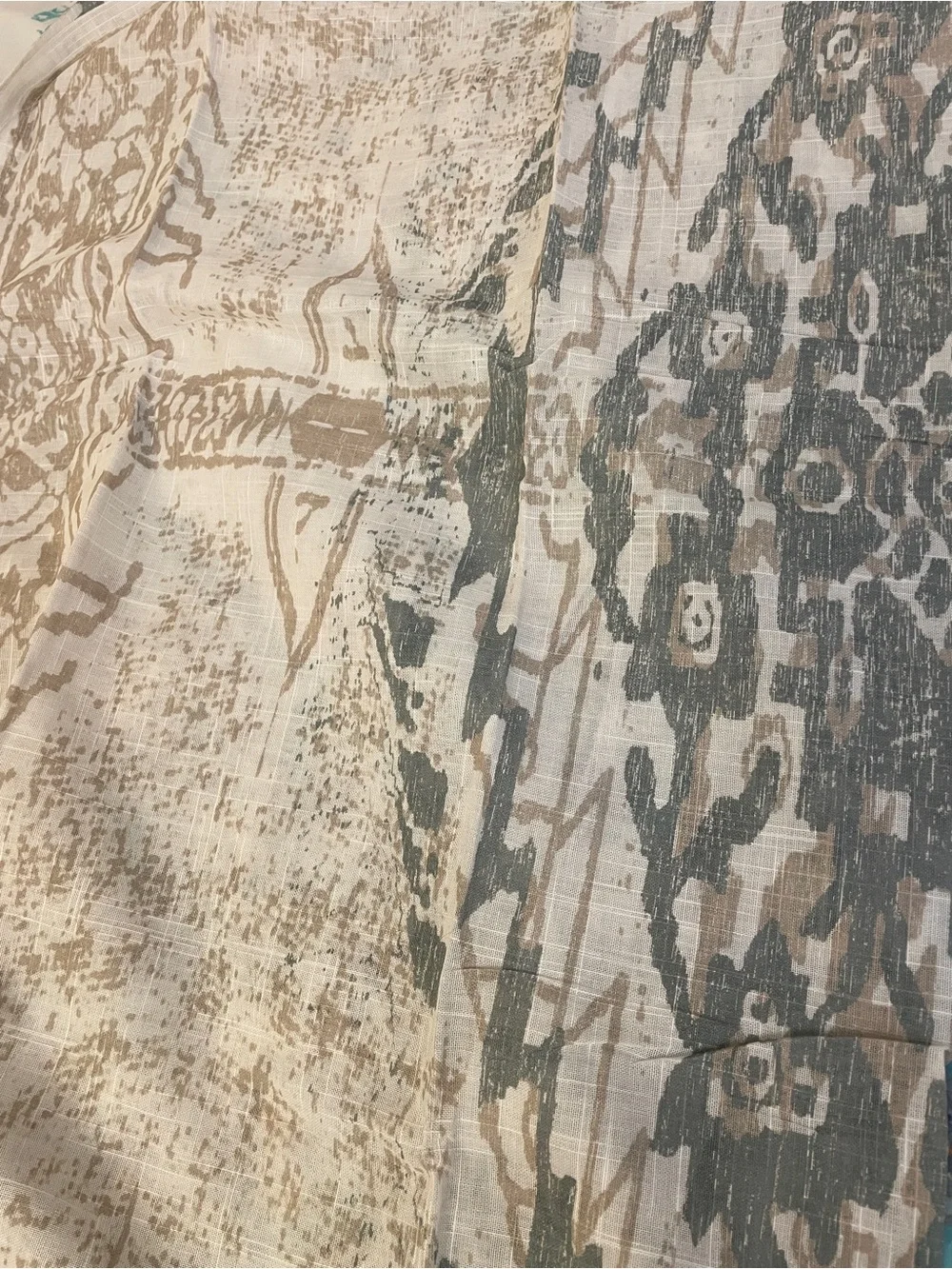 New West Elm Sheer light blue Medallion Curtain - Set of 2
